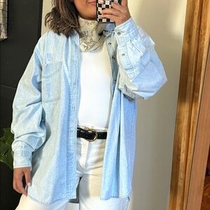 Vintage Harvard Square Relaxed Unisex Light Chambray Button-Front Shirt. L